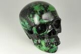 Realistic, Carved African Green Stone Verdite (Fuchsite) Skull #199620-2